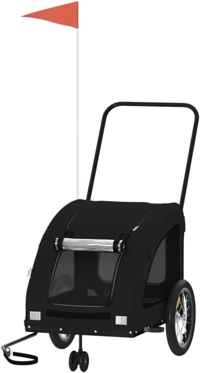 Hondenfietskar - Hondenbuggy - Comfortabel Reizen - Duurzaam Ijzeren Frame - 635 x 1245 cm - Zwart