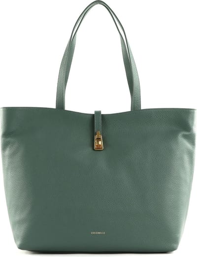 COCCINELLE Leren Schoudertas Shopper Coccinelle Magie Soft Handbag Grained Leather Kale Green Petrol