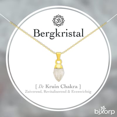 Bixorp Ruwe Bergkristal Ketting - Goud Verguld S925 Zilver + Edelsteen Hanger - Onbewerkte Steen - Spirituele Chakra Ketting met Cadeau Kaartje - 45cm + 5cm verstelbaar
