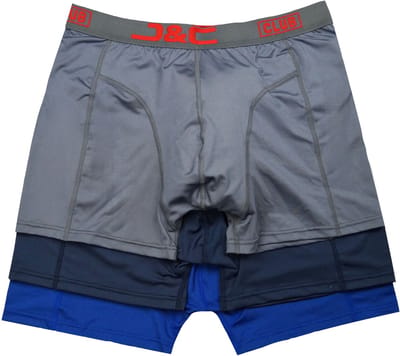 J&C 3-Pack Heren Boxershorts Microfiber – Zacht, Ademend & Sneldrogend – Comfortabele Pasvorm – Assorti Blauw/Marine/Grijs – Maat L