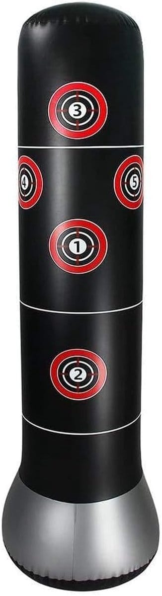 Opblaasbare Bokszak - Bokstoren Fitness - Thuis Sporten - Stabiele Basis - 150 cm - Zwart