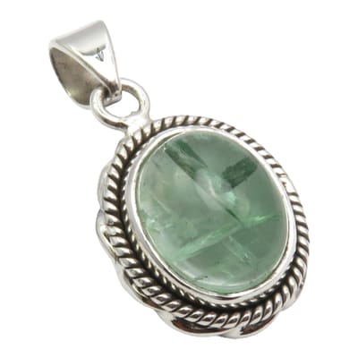 Natuursieraad -  925 sterling zilver groen apatiet ketting hanger - luxe edelsteen sieraad - handgemaakt