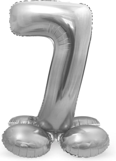 Folat - Cijfer 7 Zilver met standaard - 72 cm