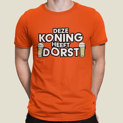 Oranje Koningsdag T-Shirt Deze Koning Heeft Dorst XS