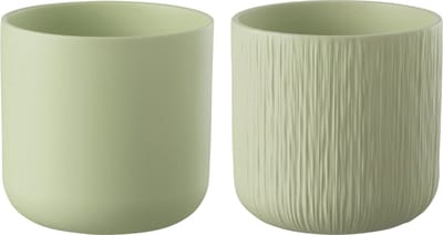 J-Line bloempot Gen - keramiek - pistache - medium - 2 stuks - Ø 15 cm