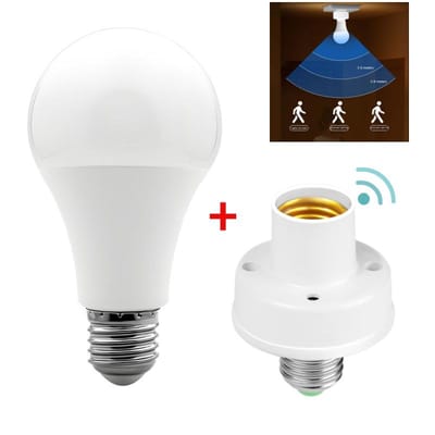 Ampoule E27 avec détecteur de mouvement PIR Douille E27 Convertisseur de douille Ampoule LED E27 Base de lampe Interrupteur intelligent Porte-lampe