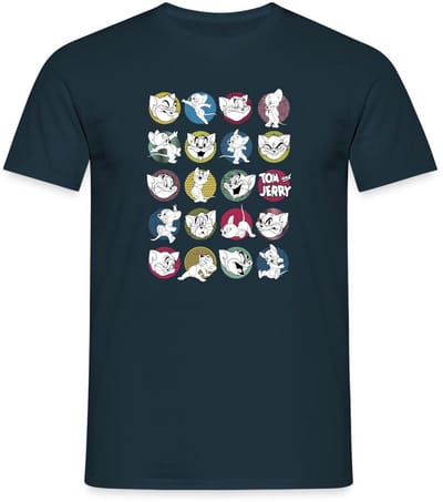 Tom And Jerry Iconische Uitdrukkingen Met Logo T-Shirt Heren