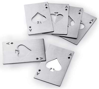 RVS Flessenopener in Creditcardformaat voor Bier en Wijn - Perfect voor Bruiloften, Feestjes en Cadeaus - Set van 6 Stuks (Zilver)