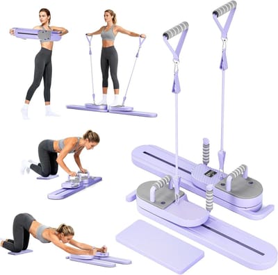 Fitness Oefenmap - Pilates Map - Benen Trainen - Verstelbare Buiksteun - 77.5 cm - Paars
