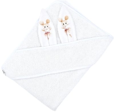 Cotton bathrobe Ballerina Mouse / White