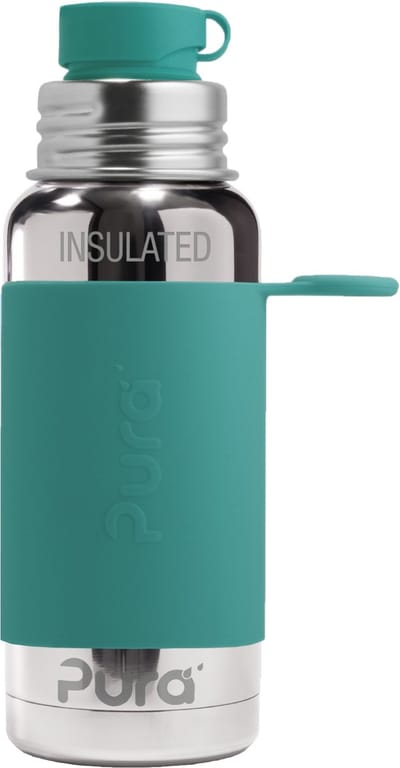 Pura Thermos Sportfles 475 ml - Thermoskan - Thermosbeker - Plasticvrij - Met Dubbele Wand - Inclusief Sportdop en Sportsleeve - Top is Verwisselbaar - Mint