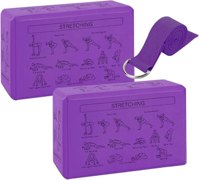 Yogablokken - Pilates steen - Balans verbeteren - Antislip grip - 2 stuks - Paars