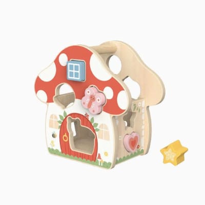 Twindle TookyLand Montessori Mushroom House - Houten Vormenstoof - Open Ended Speelgoed - Cadeau 1 Jaar Meisje & Jongen