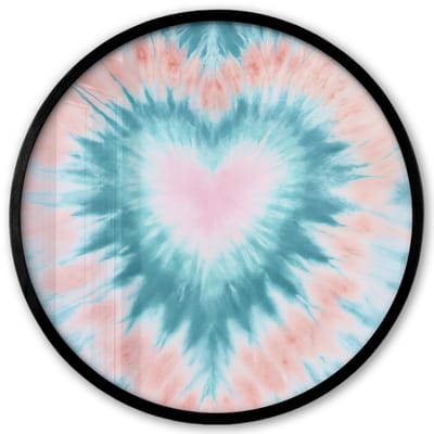 Poster in lijst Rond - Fotolijst 40x40 cm - Posters - Hartvormig - Tie dye - Pasteltinten - Lichtgroen - Ronde posterlijst zwart - Decoratie - Wanddecoratie woonkamer - Muurdecoratie slaapkamer