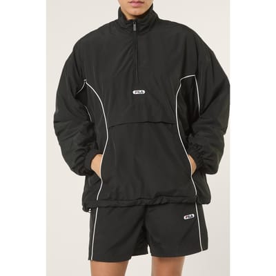 FILA Casano Oversized Contrast Piping Anorak Black Size: XS | Light Jackets Outlet | Dames | Zwart