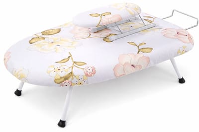 MIRO® Opvouwbare Strijkplank - Tafelstrijkplank - Met Strijkijzerhouder - Camping- Mini Strijkplank - Strijkplanken - Inclusief Mouwplankje - Bloemen