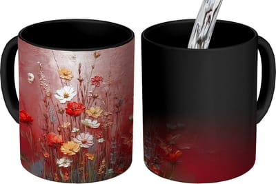 Magische Mok - Foto op Warmte Mokken - Koffiemok - Bloemenboeket - Diepte - Tastbare textuur - Magic Mok - Beker - 350 ML - Theemok