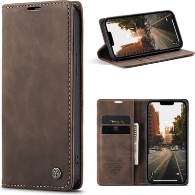 CaseMe Hoesje - Geschikt voor iPhone 15 Hoesje - CaseMe 013 Book Case - Donkerbruin
