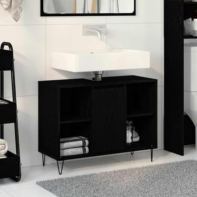 vidaXL - Badkamerkast - Zwart - 80 - x - 33 - x - 60 - cm - Bewerkt - hout