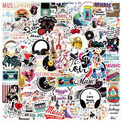 100 Stuks Concert Muziek Vinyl Stickers | Voor Snowboard Laptop Bagage Auto Koelkast | Doe-het-zelf Styling Duurzame Decoratie Stickers As shown black