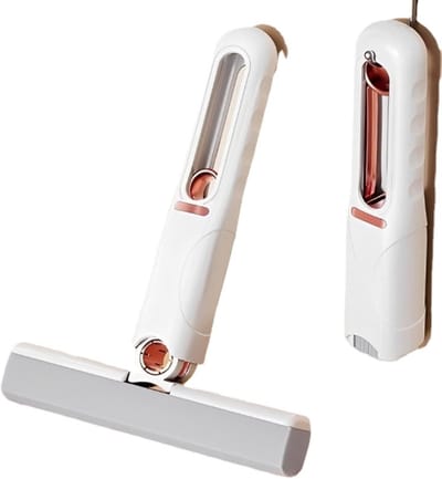 Dweil - Mini Mop - Opvouwbaar - Hoog Absorberend - Keuken, Badkamer & Vloeren - Lichtgewicht Plastic Steel - Opvouwbare Mini Mop met 2 Reserve Sponskoppen - 80 - 90% Waterverwijdering