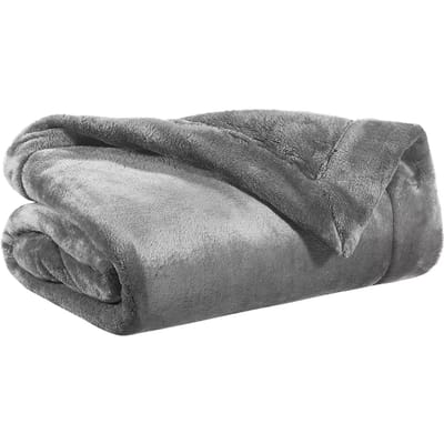 Zachte polyester plaid in grijs - 150 x 200 cm