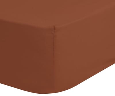 Good Morning hoeslaken effen kleur - Lits jumeaux 180x200 cm - Terra - 100% Katoen jersey