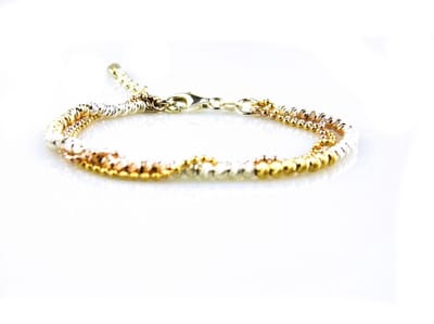model Tavi armband in zilver, zilver roze verguld en zilver verguld 3 rijen