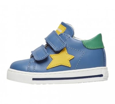 Falcotto - Sasha VL- mt 20 - velcro's sportieve lederen sneakers - gele ster - blauw