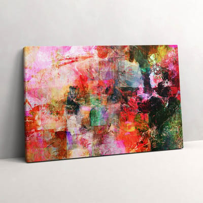 Wallfluent Foto Op Canvas Abstracte compositie - 60 x 40 cm - Veelkleurig Schilderij Op Canvas - Abstract Foto Canvas - Imitatie van een olieverfschilderij Print Op Doek - Abstract Schilderij Canvas