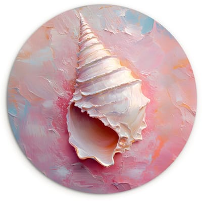 WallCircle® Wandcirkel 120x120 cm - Muurcirkel Schelp - Pastel - Pink - Muurdecoratie woonkamer - Wanddecoratie slaapkamer - Kamer decoratie accessoires - Ronde schilderijen XXL