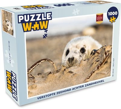 Puzzel Verstopte zeehond achter zandheuvel - Legpuzzel - Puzzel 1000 stukjes volwassenen