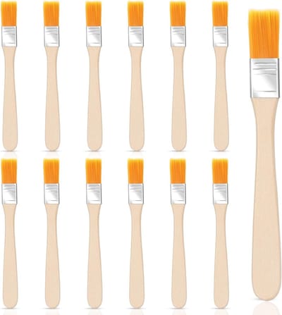 Set van 12 Kleine Verfkwasten voor Muren en Meubels, Houten Handvat, Mini Kwasten voor Schilderwerk, Reparaties en Tuinhekken