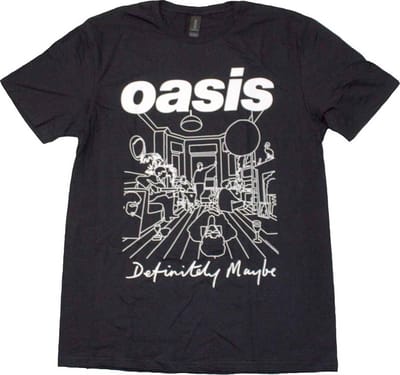 Oasis - Definitely Maybe Line Drawing Heren T-shirt - XL - Zwart