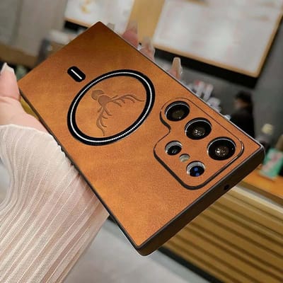 Voor Magnetische Draadloos Opladen Lederen Hoes Voor Samsung S25 Ultra S24 Plus S23 S22 S21 FE Note 20 Zachte Siliconen Schokbestendige Hoes For Samsung S23FE