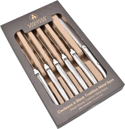 Laguiole Heritage Steakmessen Set – 6 Delig – Volledig RVS (Tout Inox) – Luxe Tafelmessen – Premium Steak Messen – Geschenkverpakking