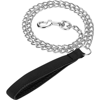 Verchroomde Metalen Ketting Zware Hondriem Kauwbestendige Hondriem met Zacht Handvat Ideaal voor Grote Middelgrote Huisdieren Wandelen Training Hoge Kwaliteit S 2mm x 180cm gray