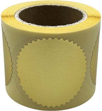 Gouden Sluitsticker - Cream Gold - 250 Stuks - XL - rond 47mm - sterrand - sluitzegel - sluitetiket - preegsticker - chique inpakken - cadeau - gift - trouwkaart - geboortekaart - kerst