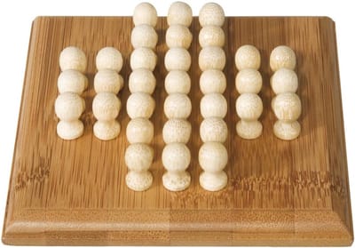 Bamboe Solitaire Spel - Puzzelspel Kaartspel - Hersenen Trainen - Natuurlijk Materiaal - 12cm Compact Formaat - Natuurlijk Bamboe