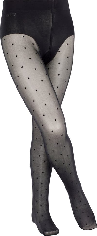 FALKE Romantic Dot dun gedessineerd materiaal 30 DEN panty kinderen zwart - maat 122-128