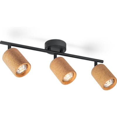 Home Sweet Home - Vintage stijl Plafondspots - Natural - Metaal en Kurk Spotlights - 45 x 45 x 17.5cm - 3 GU10 fitting - Voor woonkamer en