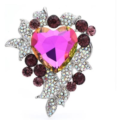 Broches Cœur de Mer en Cristal Pour Femmes Unisexe Couleur Style Palais Couleur Amour Fête Bureau Épingles de Broche Cadeaux violet