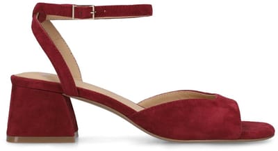 Manfield - Dames - Bordeaux rode suède slingbacks - Maat 38
