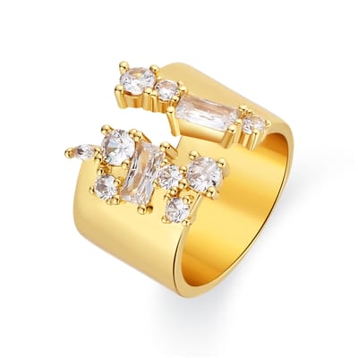 Luxenter Ring in Brilliant Metal en Zirconia Alloy afgewerkt in 18k geelgoud - Legin