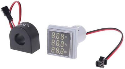 3-in-1 Voltmeter - Stroommeter Frequentiemeter - Elektrische Metingen - LED Display - 20.3 mm - Wit