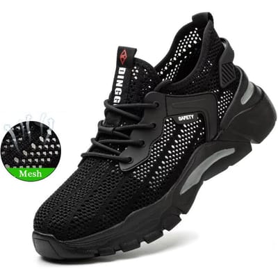 Zomer Lichtgewicht Veiligheidsschoenen voor Heren Ademende Werklaarzen met Stalen Neus Dames Onverwoestbare Sneakers Beschermende Veiligheidslaarzen 41 black