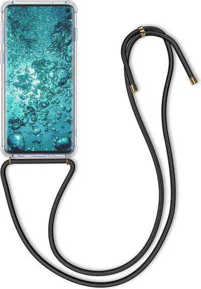 kwmobile telefoonhoesje geschikt voor Samsung Galaxy S10 - Hoesje met telefoonkoord - Back cover in transparant / zwart