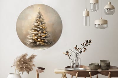WallCircle - Wandcirkel - Muurcirkel - Kerst - kerstboom - Sneeuw - Art - Aluminium - Dibond - 120x120 cm - Binnen en Buiten XXL