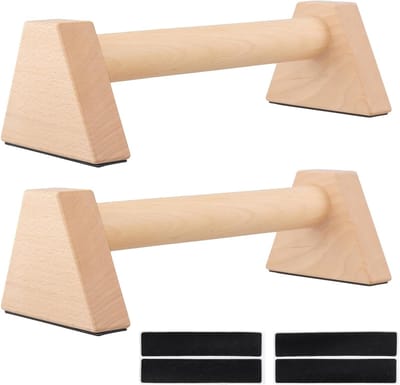 Houten Parallettes Bars van 30 cm voor Push-Ups, Ideaal voor Fitness, Gymnastiek en Aerobics - Set van 2 met Antislip Rubber