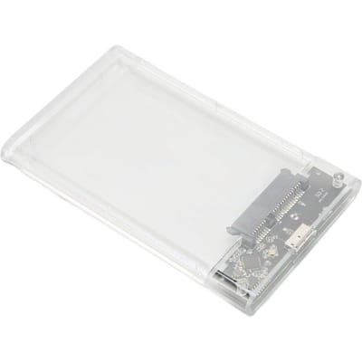 Boîtier de disque dur transparent 2,5 pouces, portable, Plug and Play, SATA 2,5 pouces, série USB 3.0, 5 Gbit/s, transparent white
